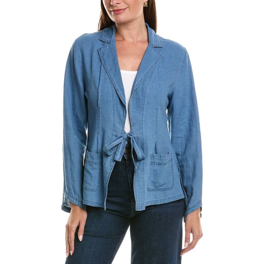 Xcvi Womens  Floris Linen-Blend Jacket, Blue